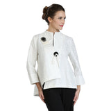 Jacquard Asymmetric Jacket in White - 2125J-WHT
