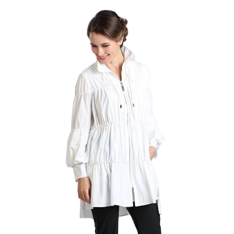 IC Collection Zip Front Parachute Jacket in White - 8420J-WHT