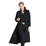 IC Collection Long Zip-Front Parachute Jacket in Black - 1421J-BLK