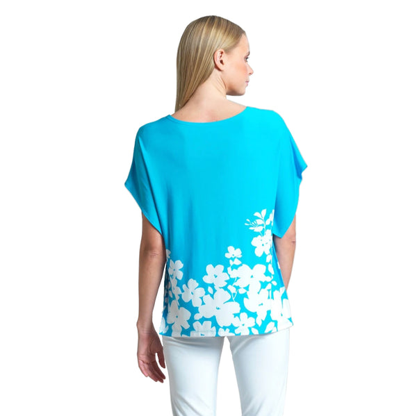 Clara Sunwoo Tropical-Print High-Low Top in Turquoise - T51P-TQ - Size XS Only