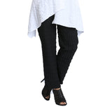 Pull-On Textured Straight Leg Pant in Black - 2325P