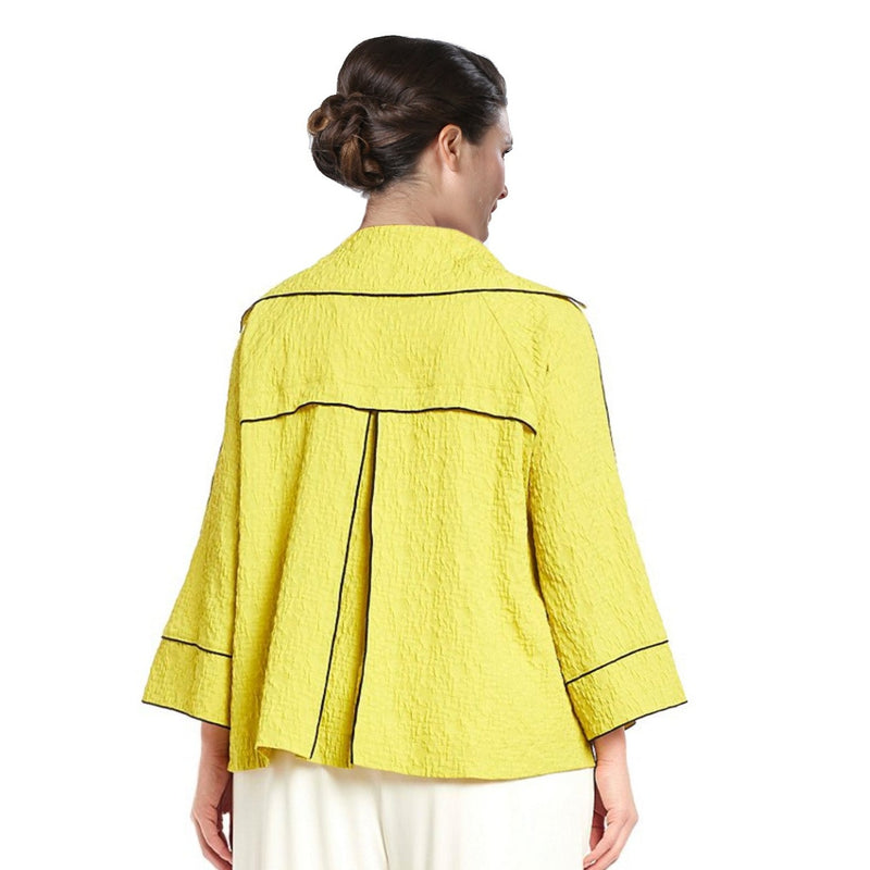 IC Collection Open Front Jacket W/ Piping in Lime - 1442J-LIM - Size L Only!