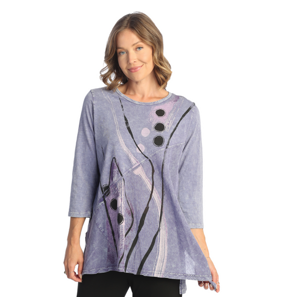 Jess & Jane "Tik Tak" Mineral Washed Tunic with Linen Contrast - M62-1817