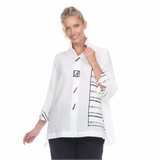 Stripe Trim Hi-Low Blouse/Jacket - 3089-WT