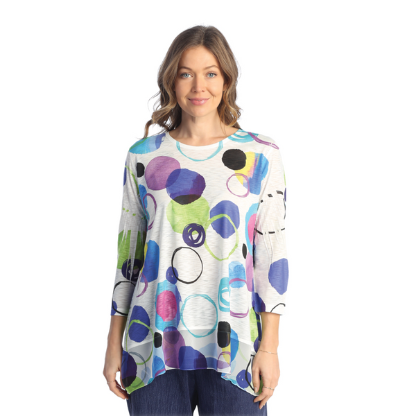 Jess & Jane "Marbles" Abstract Print Chiffon Hem Tunic Top - 63-1844 - Size L