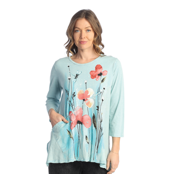 Jess & Jane "Graceful" Mineral Washed Tunic with Linen Contrast - M62-1828