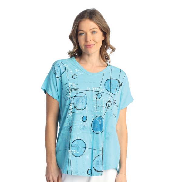 Jess & Jane “Tori" Print Short Sleeve Top - M91-1834 - Size XL