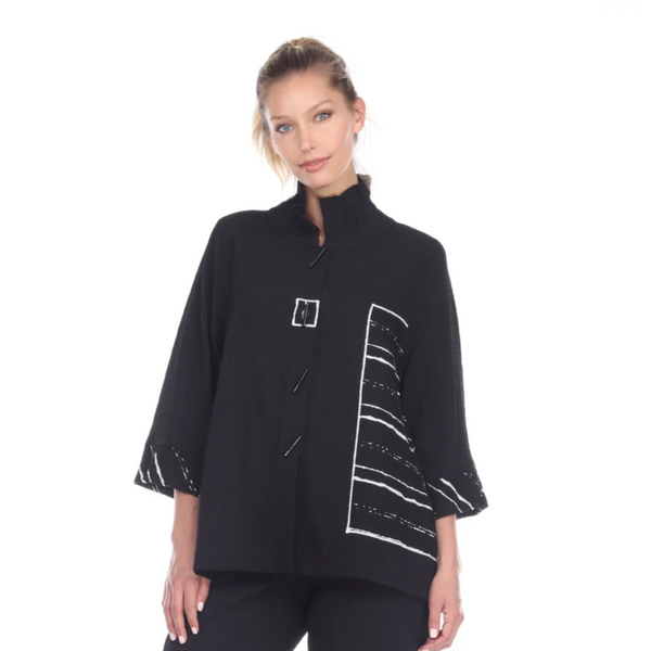 Moonlight Striped Button Front Blouse/Jacket - 3089-BLK