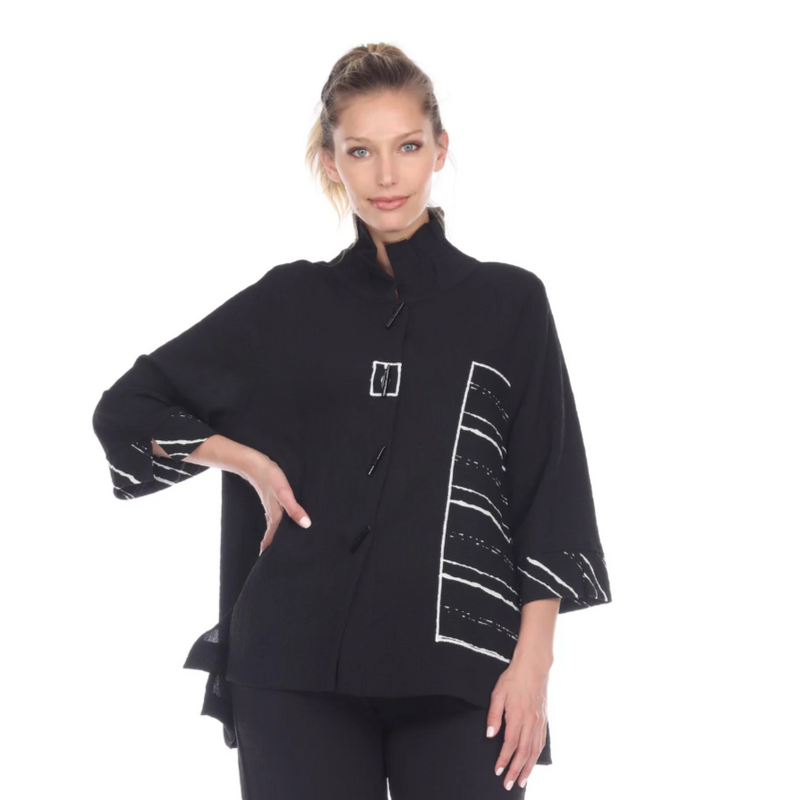 Moonlight Striped Button Front Blouse/Jacket - 3089-BLK