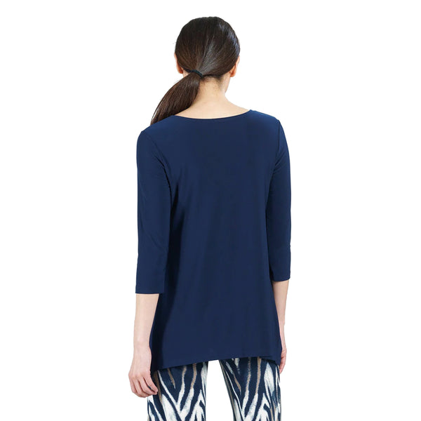 Clara Sunwoo Solid High-Low Tunic Top in Navy - T102-NV - Size XS Only