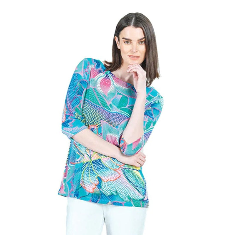 Clara Sunwoo Colorful Mosaic Top in Blue /Multi - T25P4 - Size S Only!