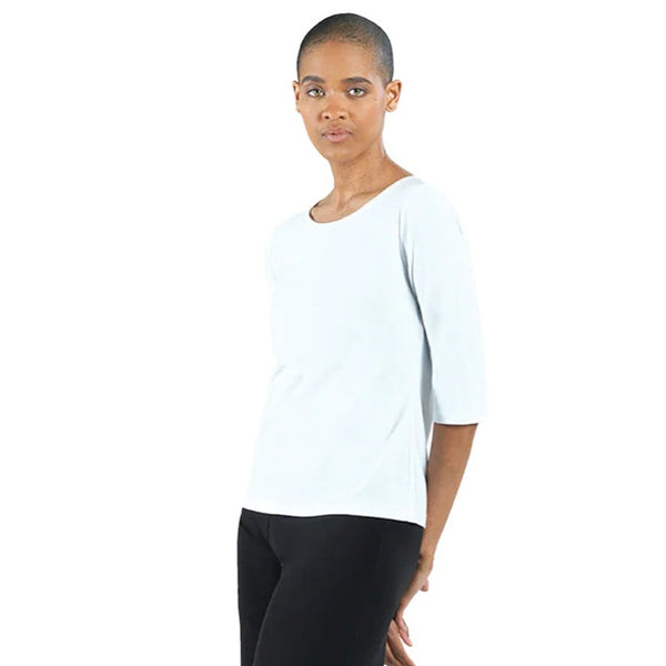 Clara Sunwoo Scoop Neck Half Sleeve Top in White - T77-WT - Sizes XS & S Only!