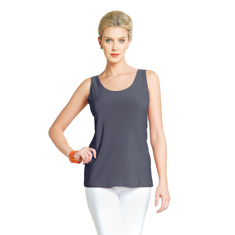 Clara Sunwoo Mid-Length Tank in Charcoal - TK73-CHC - Size 1X Only!
