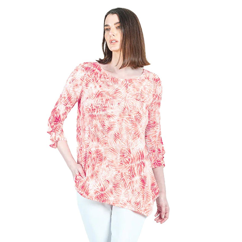 Clara Sunwoo Palm-Printed Tunic in Coral - TU1P-CRL - Size XL Only!
