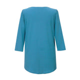 Valentina Signa V Neck Hi-Low Tunic Top in Turquoise - 15296-TRQ - Size XL Only!