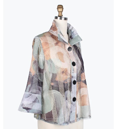 Damee NY Abstrct Print Lace Net Paneled Jacket - 2375 - Sizes S, XL & XXL