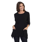 Patch-Pocket Ribbed Tunic in Black - CS-330-BLK