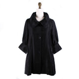 Solid Shimmery Button Down Swing Jacket in Black - 200 -BK