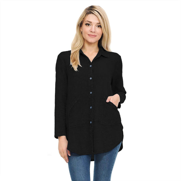 Focus Lightweight Waffle Shirt/Jacket in Black - LW-110-BLK - Size S Only!