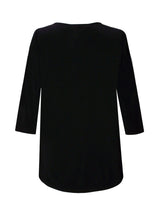 Valentina Signa Solid V Neck Hi-Low Tunic Top in Black - 15296-BLK