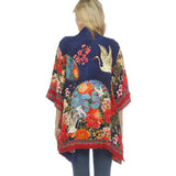 Citron Crane-Print Shawl Collar Kimono  - 0917-CPFB