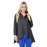 Scalloped Cotton Blouse in Black - 2585B-BK - SizeS S & M Only!