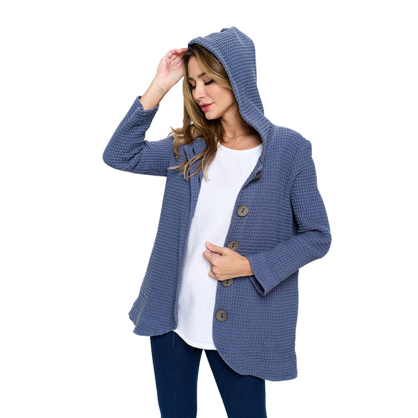 Hooded Waffle Jacket in Blue Indigo - BW116-IN