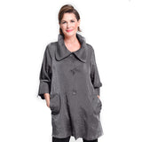 Solid Shimmery Button Down Swing Jacket in Gray - 200 -GRY