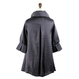 Solid Shimmery Button Down Swing Jacket in Gray - 200 -GRY