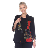 V-Neck Asian Garden Print Jacket - CM 109 -