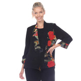 V-Neck Asian Garden Print Jacket - CM 109 -