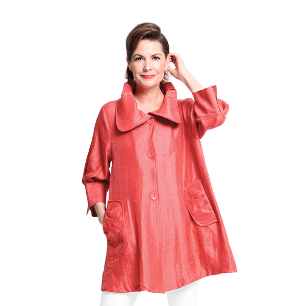 Damee NY Solid Signature Swing Jacket in Coral Red ♥ 200 -CRD