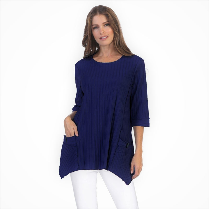 FOCUS Ribbed POCKET Tunic in Navy - CS-330 -NV - Size S Only