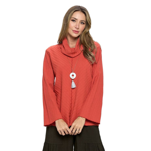 Focus Lightweight Diagonal Rib-Knit Tunic in Chili - CS376-CHI - Sizes S & M Only!