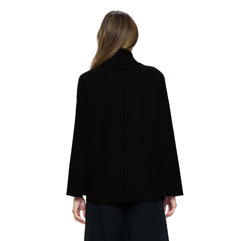 Focus DIAGONAL RIB-KNIT TUNIC in Black - CS376-BK