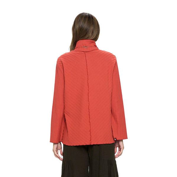 Focus Lightweight Diagonal Rib-Knit Tunic in Chili - CS376-CHI - Sizes S & M Only!