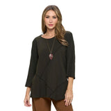 Diagonal Rib Tunic in Military - CS378-MI