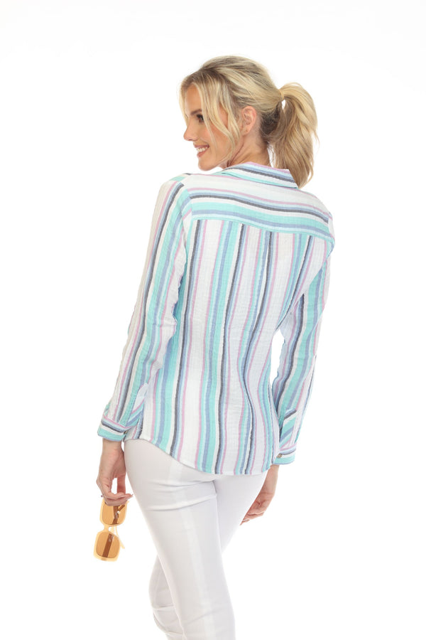 Escape by Habitat Striped Playa Shirt in Palm - 35112-PM