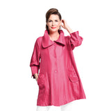 Shimmery Button Front Swing Jacket in Fuchsia  - 200-FS