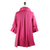 Shimmery Button Front Swing Jacket in Fuchsia  - 200-FS