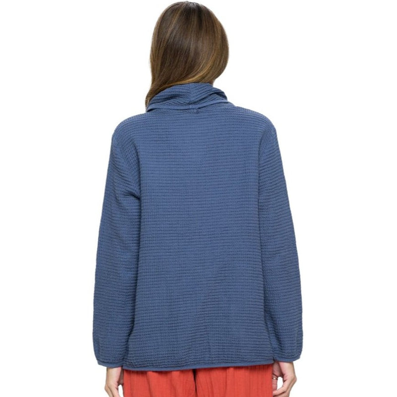 Focus Cowl-Neck Tunic Top in Blue Indigo - FW137-IN - Sizes L & XL Only!