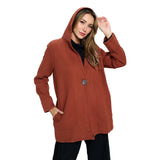 Long One-Button Waffle Jacket in Clay Red - FW138-CLR