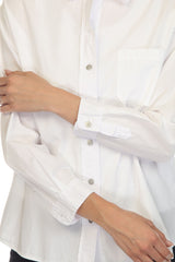 Basic White Cotton Poplin Shirt - 21407-WHT - Size S Only!