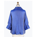 Solid Shimmery Button Front Jacket in Royal Blue - 4741-RYL