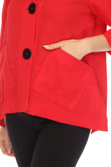 Short Button Front Jacket in Red - 2813