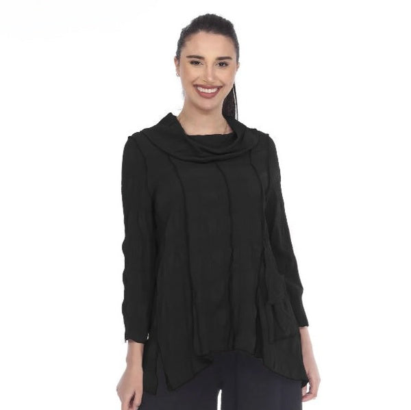 Moonlight Cowl Neck Tunic in Black - 3441-BLK- Size S Only!