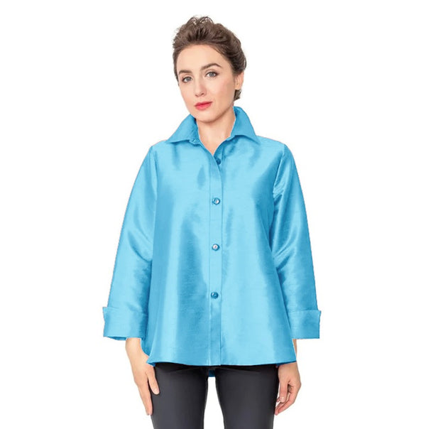 IC Collection Button Front Blouse in Turquoise - 4442J-TQ
