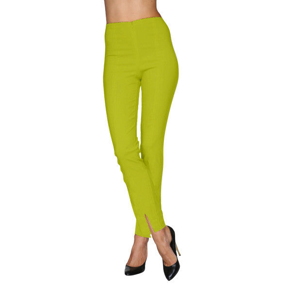 Mesmerize Pants with Front Ankle Slits and Front Zipper in Green Apple - MA21-GAP