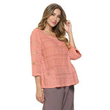 Fringe-Trim Voile Top in Peach - FR-102-PCH - Size S only!