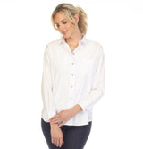 Basic White Cotton Poplin Shirt - 21407-WHT - Size S Only!